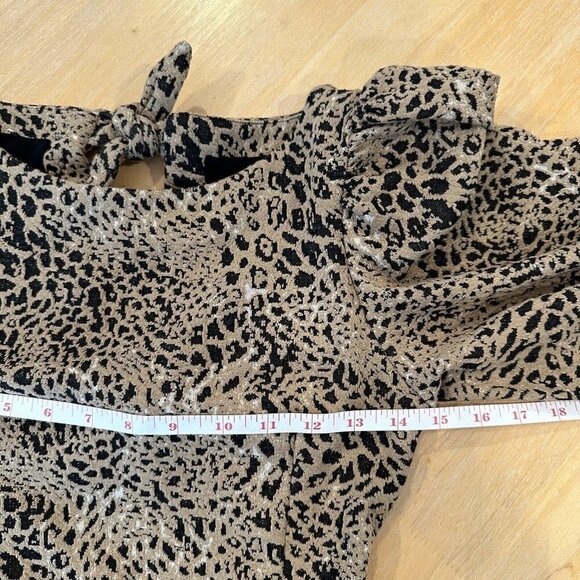 Anthropologie Maeve Leopard Animal Print Bow Cut Out Back Mini Dress Size 2 - Picture 15 of 16